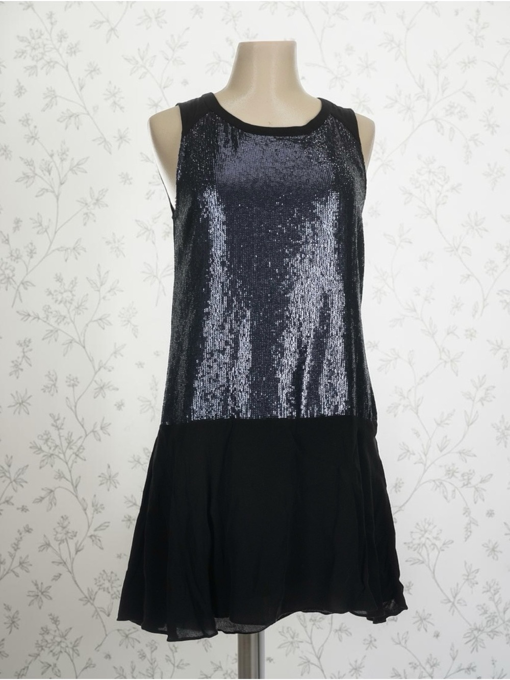 Sanctuary Black sequin drop waist dress - M